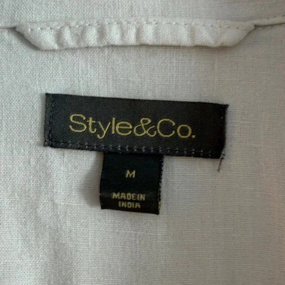 3 for $25! Style & Co. White Linen Blend Lightweight Utility Jacket, M - Picture 2 of 8